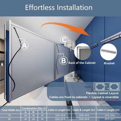 Illusion-B 84" x 32" Medicine Cabinet Led with Magnifiers Front and Back Light