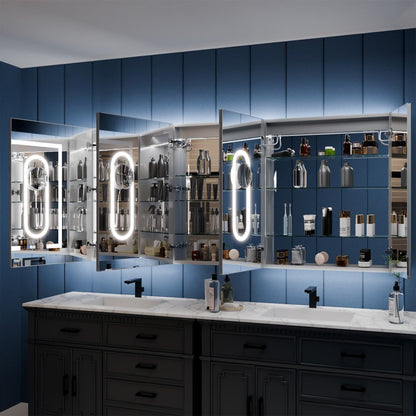 Illusion-B 84" x 36" Medicine Cabinet with LED Lights and Magnifiers - Front and Back Light Feature