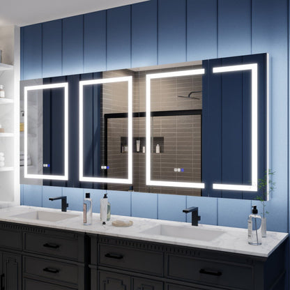 Illusion-B 84" x 36" Medicine Cabinet with LED Lights and Magnifiers - Front and Back Light Feature