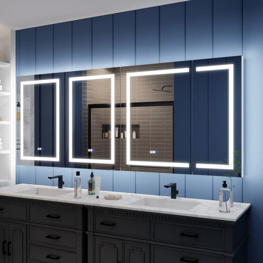 Illusion-B 90" x 36" Medicine Cabinets with LED Lights and Magnifiers for Enhanced Visibility