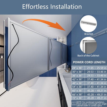 Illusion-B 72" x 36" LED Medicine Cabinets with Magnifiers and Front/Back Lighting