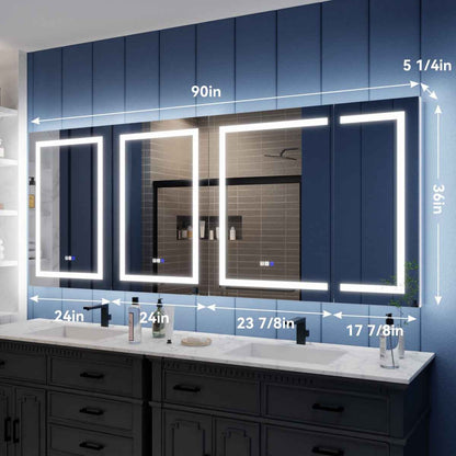Illusion-B 90 x 36 inch LED medicine cabinet dimensions and cabinet width layout