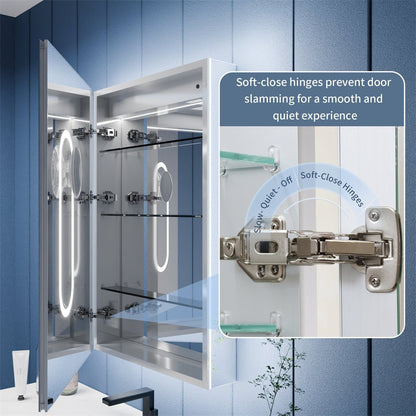 Illusion-B 84" x 36" LED Lighted Inset Mirrored Medicine Cabinet with Magnifiers Front and Back Light