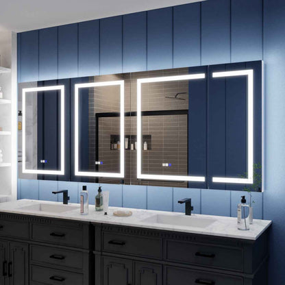 Illusion-B 90 x 36 inch LED medicine cabinet with front and back lighting above a bathroom vanity