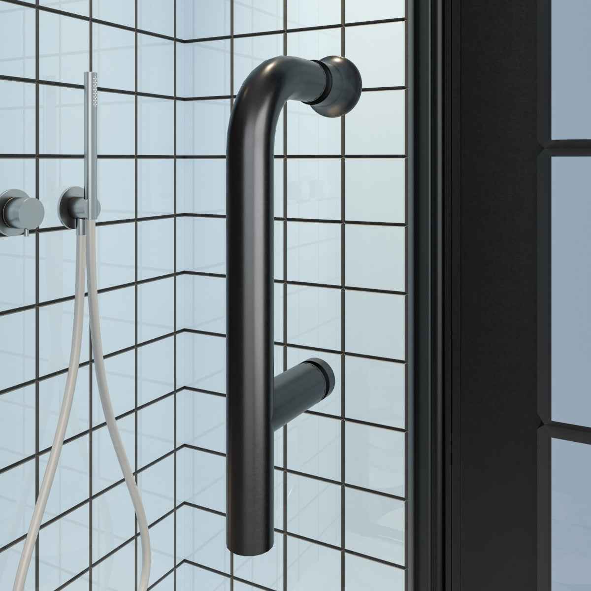 Classy 36-38" W x 72" H Pivot Semi-Frameless Glass Shower Door in Black