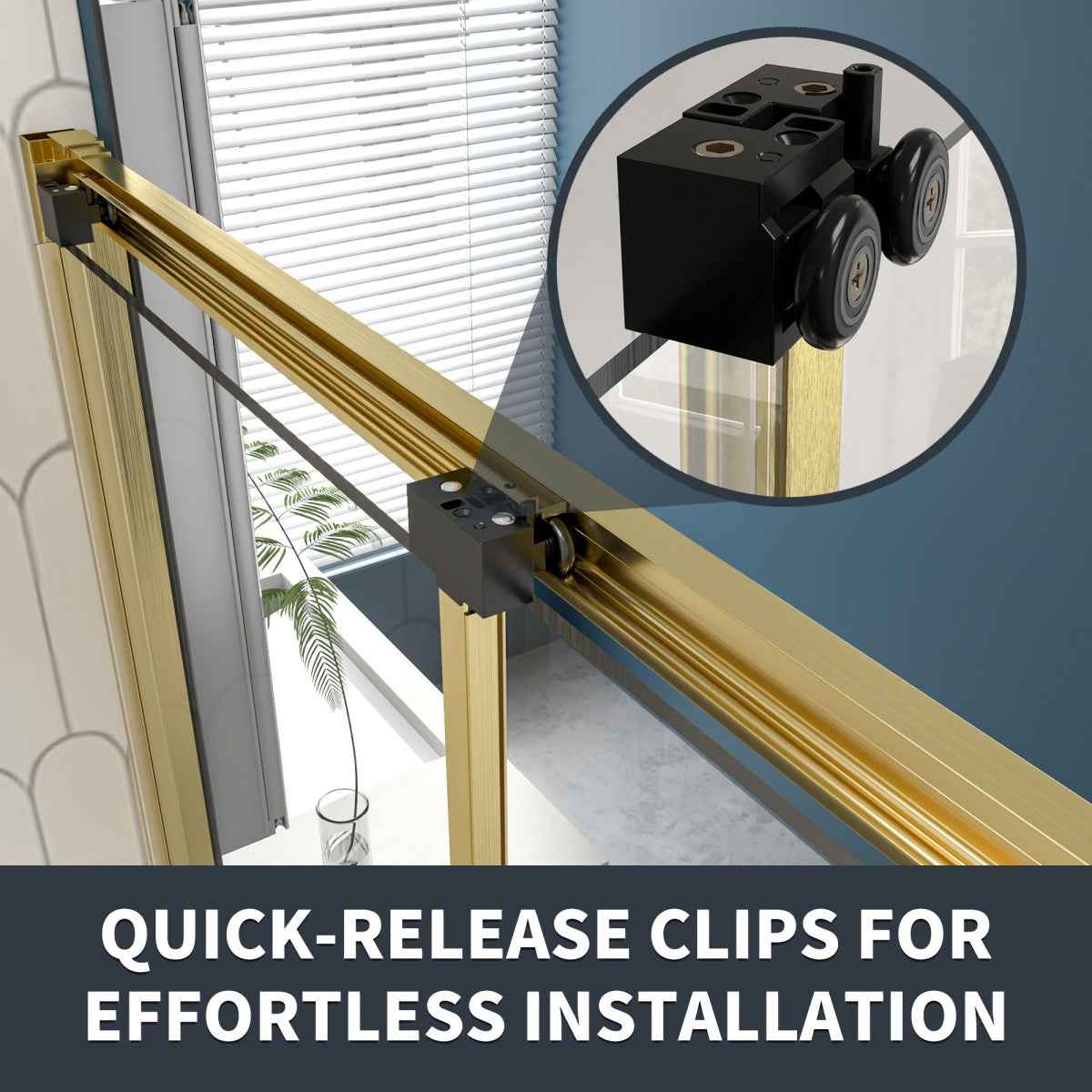 Nexus 56-60W x 70.H Easy Clean Triple Framed Sliding Shower Door with 1/4" (6mm) Clear SGCC Tempered Glass,Brushed Golde Finish (Copy) (Copy)