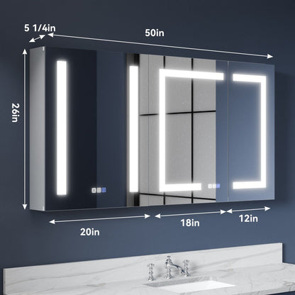 Boost 50 x 26 inch LED medicine cabinet dimensions and cabinet width layout