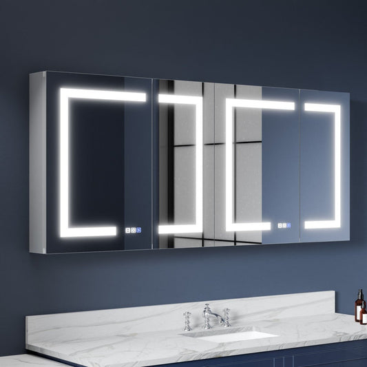 LED Lighting Recessed Medicine Cabinets - 60"W x 26"H Medicine Cabinet with Mirror, Recessed or Surface Mounted|ExBrite Boost-M1