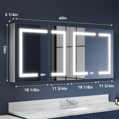 Boost 60 x 26 inch LED medicine cabinet dimensions and cabinet width layout