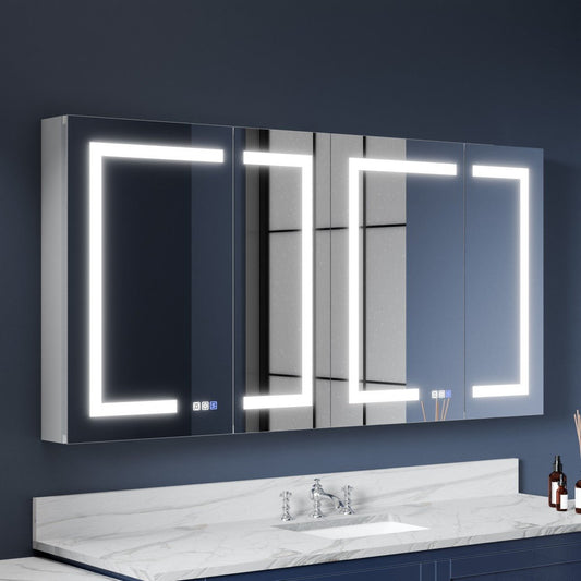 LED Medicine Cabinet Recessed - 60"W x 30"H Medicine Cabinet with Mirror, Recessed or Surface Mounted|ExBrite Boost-M1