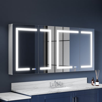 LED Medicine Cabinet with Outlet - 66"W x 30"H Medicine Cabinet with Mirror, Recessed or Surface Mounted|ExBrite Boost-M1