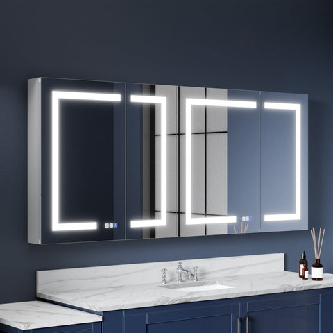 LED Medicine Cabinet with Outlet - 66"W x 30"H Medicine Cabinet with Mirror, Recessed or Surface Mounted|ExBrite Boost-M1