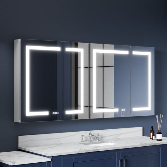 LED Medicine Cabinet with Outlet - 66"W x 30"H Medicine Cabinet with Mirror, Recessed or Surface Mounted|ExBrite Boost-M1