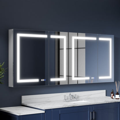 LED Mirrored Bathroom Medicine Cabinet - 72"W x 30"H Medicine Cabinet with Mirror, Recessed or Surface Mounted|ExBrite Boost-M1