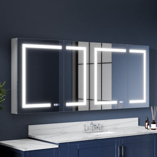 LED Mirrored Bathroom Medicine Cabinet - 72"W x 30"H Medicine Cabinet with Mirror, Recessed or Surface Mounted|ExBrite Boost-M1