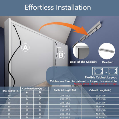 LED Mirrored Bathroom Medicine Cabinet - 72"W x 30"H Medicine Cabinet with Mirror, Recessed or Surface Mounted|ExBrite Boost-M1