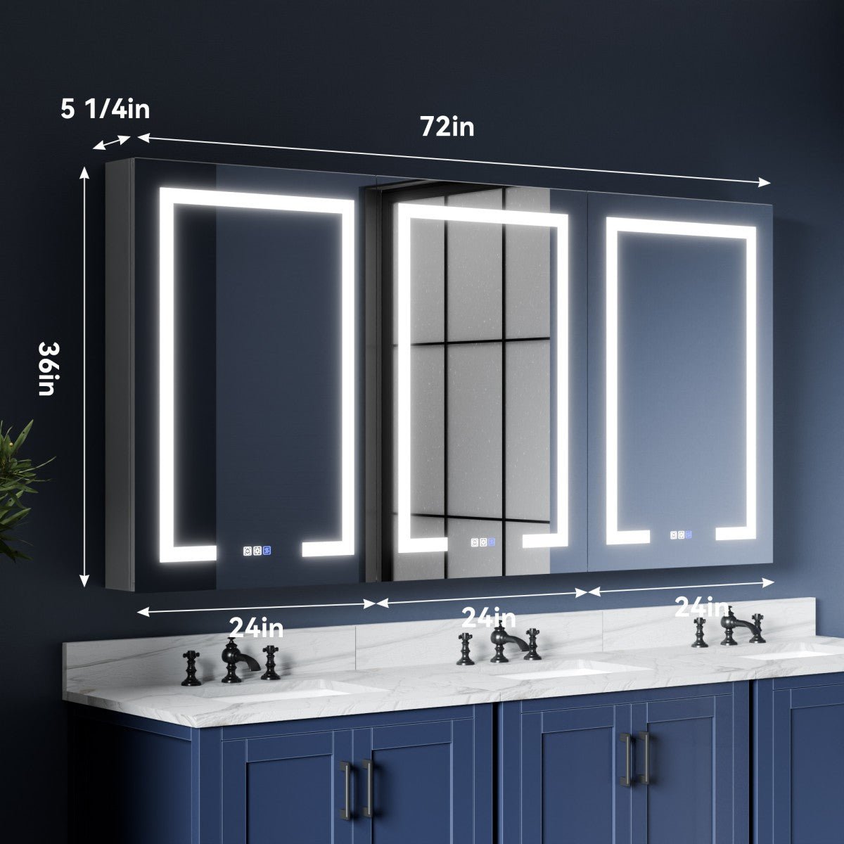 LED Vanity Mirror Medicine Cabinet - 72"W x 36"H Medicine Cabinet with Mirror, Recessed or Surface Mounted|ExBrite Boost-M1