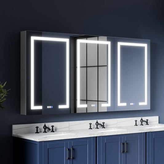 LED Vanity Mirror Medicine Cabinet - 72"W x 36"H Medicine Cabinet with Mirror, Recessed or Surface Mounted|ExBrite Boost-M1
