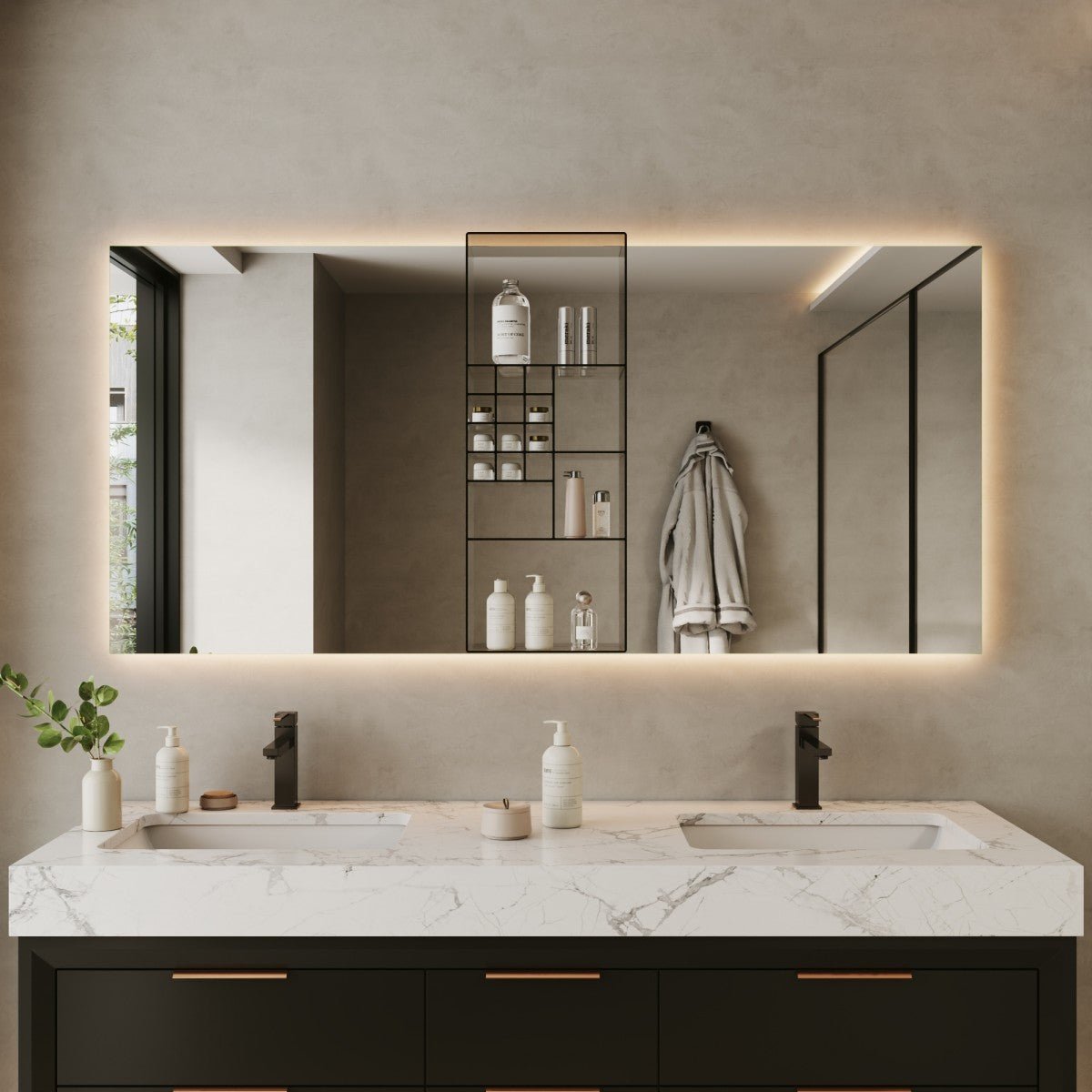 Luxury Mirrored Bathroom Organizer Shelf – Stylish Storage for Beauty Essentials|pre-sales