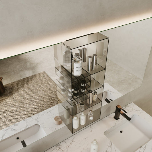 Luxury Mirrored Bathroom Organizer Shelf – Stylish Storage for Beauty Essentials|pre-sales