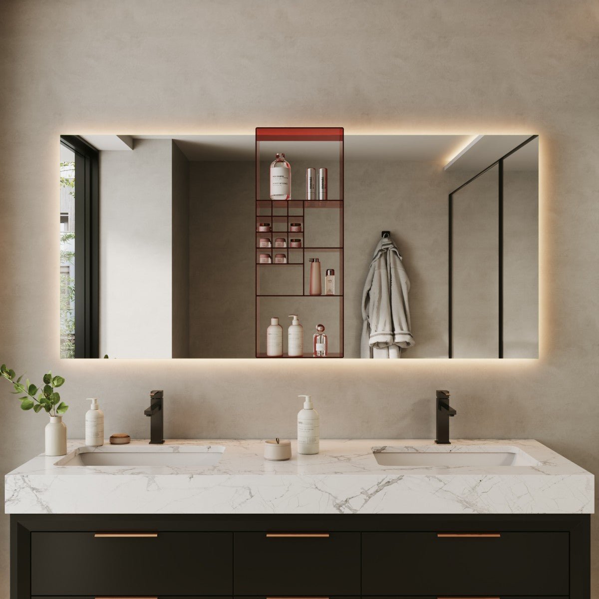 Luxury Mirrored Bathroom Organizer Shelf – Stylish Storage for Beauty Essentials|pre-sales