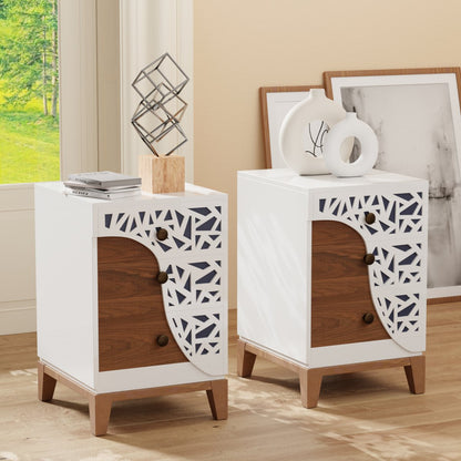 MangoLuxe Side Table, Small End Table, White,Tall Nightstand for Living Room, Bedroom, Office,Bathroom,2 - PACK