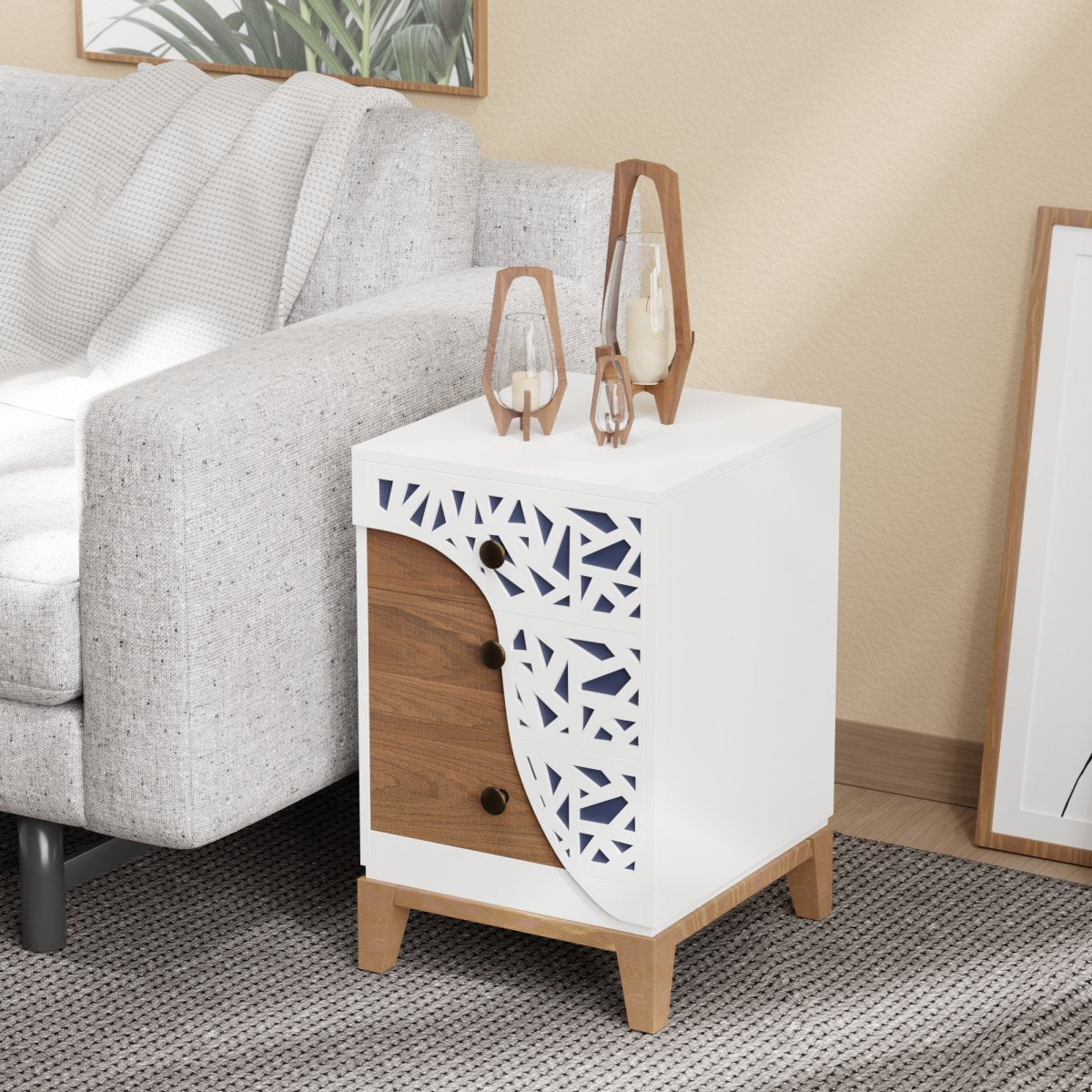 MangoLuxe Side Table, Small End Table, White,Tall Nightstand for Living Room, Bedroom, Office,Bathroom,2 - PACK