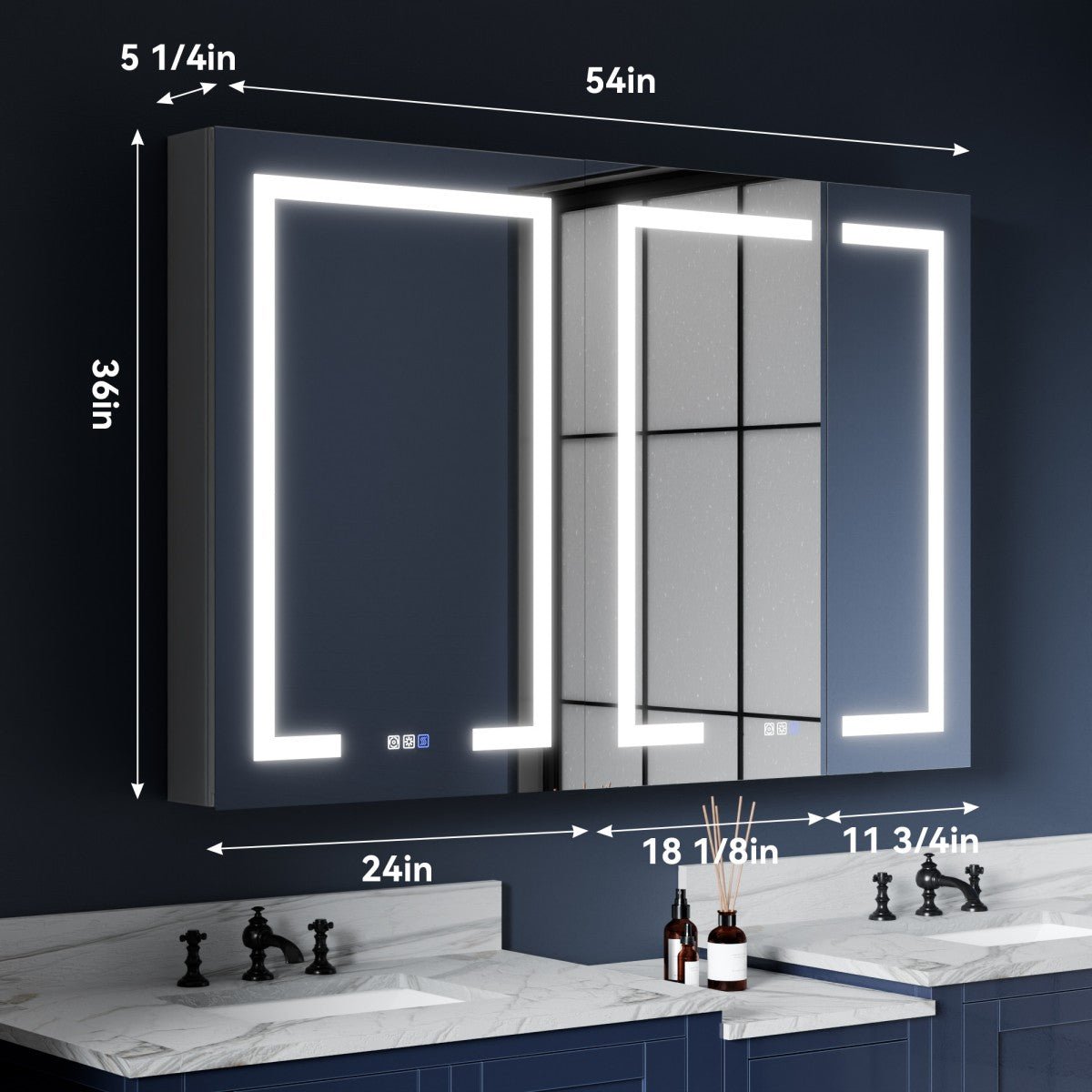 Medicine Cabinet LED Light - 54"W x 36"H Medicine Cabinet with Mirror, Recessed or Surface Mounted|ExBrite Boost-M1