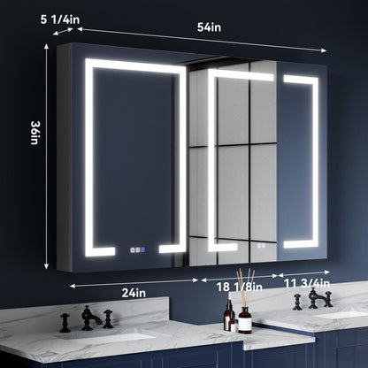 Medicine Cabinet LED Light - 54"W x 36"H Medicine Cabinet with Mirror, Recessed or Surface Mounted|ExBrite Boost-M1