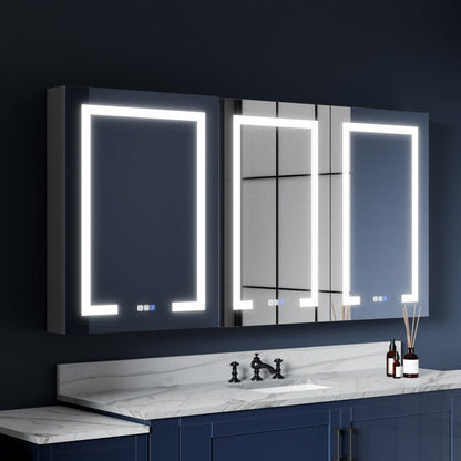 Medicine Cabinet Mirror LED - 64"W x 32"H Medicine Cabinet with Mirror, Recessed or Surface Mounted|ExBrite Boost-M1