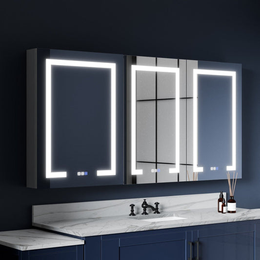 Medicine Cabinet Mirror LED - 64"W x 32"H Medicine Cabinet with Mirror, Recessed or Surface Mounted|ExBrite Boost-M1