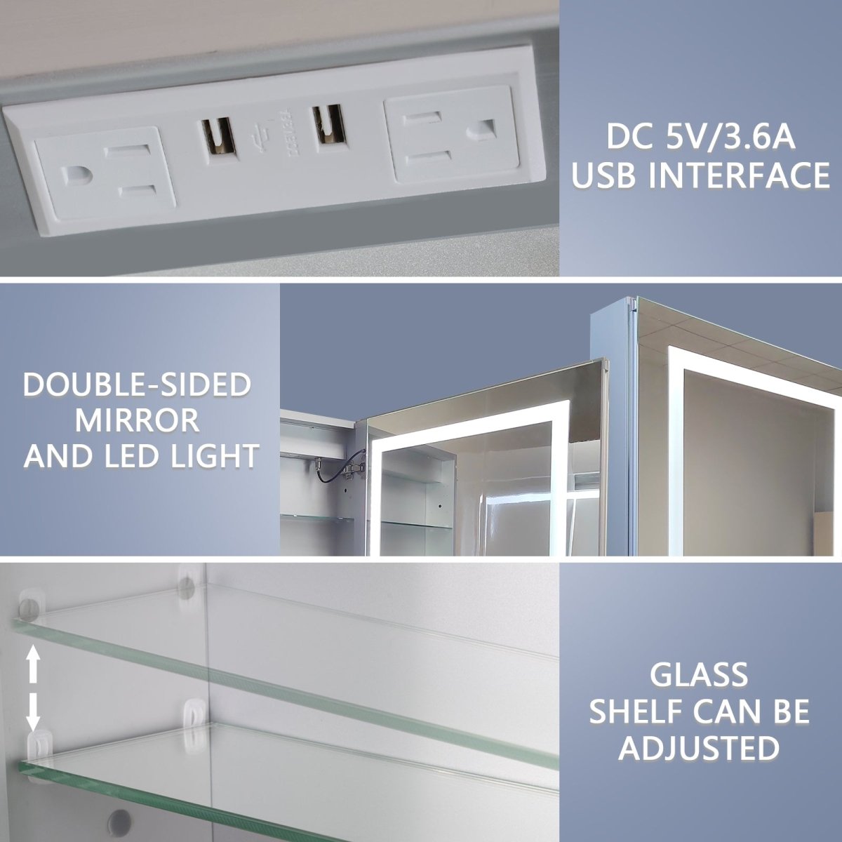 Boost-M1 24" W x 36" H LED Lighted Bathroom Medicine Cabinet with Mirror,Left Hinge