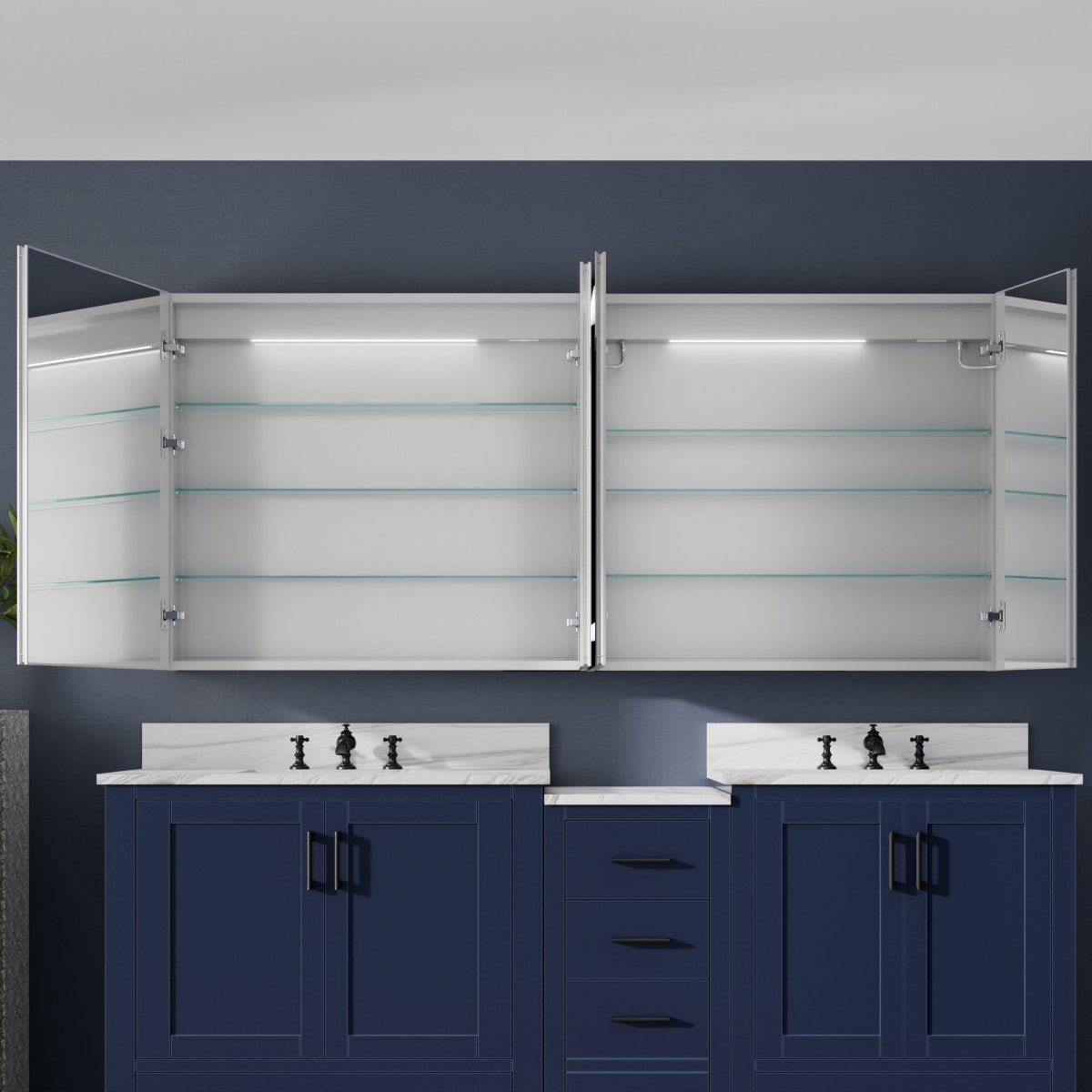 Medicine Cabinet Mirror with LED Lights - 72"W x 36"H Medicine Cabinet with Mirror, Recessed or Surface Mounted|ExBrite Boost-M1