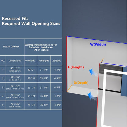 LED Vanity Mirror Medicine Cabinet - 72"W x 36"H Medicine Cabinet with Mirror, Recessed or Surface Mounted|ExBrite Boost-M1