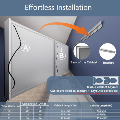 LED Vanity Mirror Medicine Cabinet - 72"W x 36"H Medicine Cabinet with Mirror, Recessed or Surface Mounted|ExBrite Boost-M1