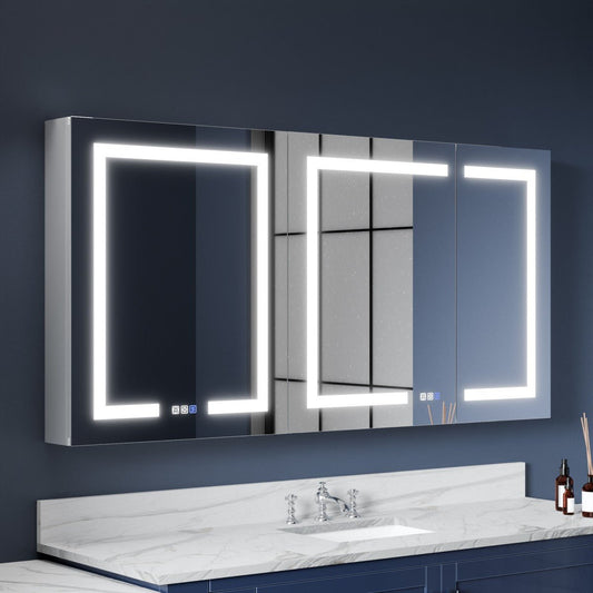 Medicine Cabinet with LED Lights and Mirror - 60"W x 30"H Medicine Cabinet with Mirror, Recessed or Surface Mounted|ExBrite Boost-M1