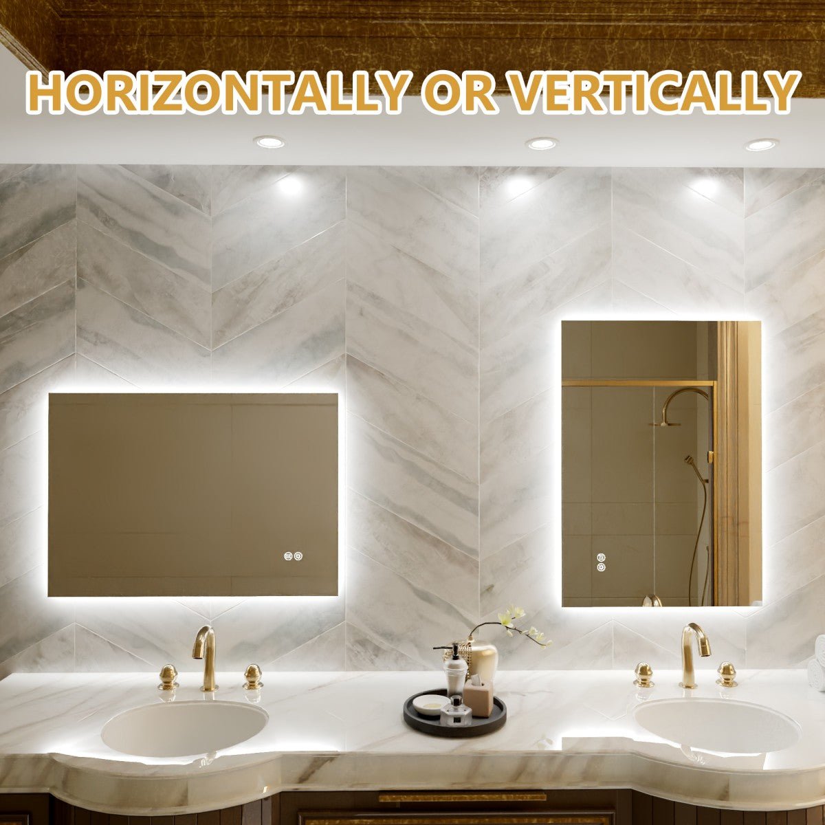 Navi LED Bathroom Mirror 20" x 28" with Backlit,Mirror with Lights Wall Mounted Anti Fog,Led Mirror for Bathroom,HD Tempered Glass,Shatter - Proof