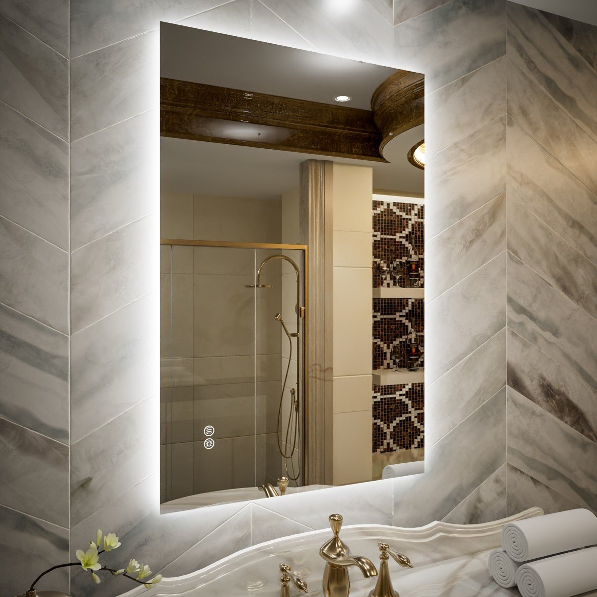 Navi LED Bathroom Mirror 24" x 36" with Backlit,Mirror with Lights Wall Mounted Anti Fog,Led Mirror for Bathroom,HD Tempered Glass,Shatter-Proof