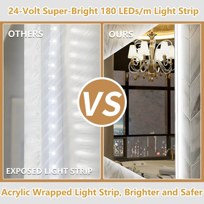Navi LED Bathroom Mirror 28" x 36" with Backlit,Mirror with Lights Wall Mounted Anti Fog,Led Mirror for Bathroom,HD Tempered Glass,Shatter - Proof