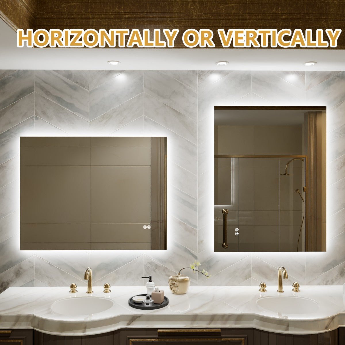Navi LED Bathroom Mirror 28" x 36" with Backlit,Mirror with Lights Wall Mounted Anti Fog,Led Mirror for Bathroom,HD Tempered Glass,Shatter - Proof