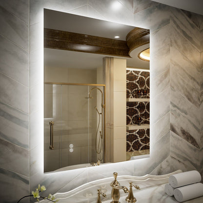 Navi LED Bathroom Mirror 30" x 36" with Backlit,Mirror with Lights Wall Mounted Anti Fog,Led Mirror for Bathroom,HD Tempered Glass,Shatter - Proof