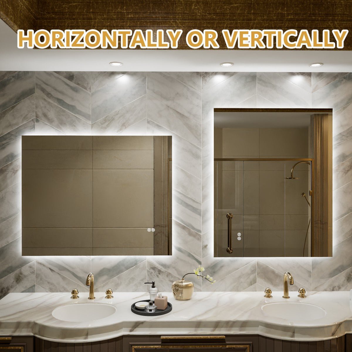 Navi LED Bathroom Mirror 30" x 36" with Backlit,Mirror with Lights Wall Mounted Anti Fog,Led Mirror for Bathroom,HD Tempered Glass,Shatter - Proof