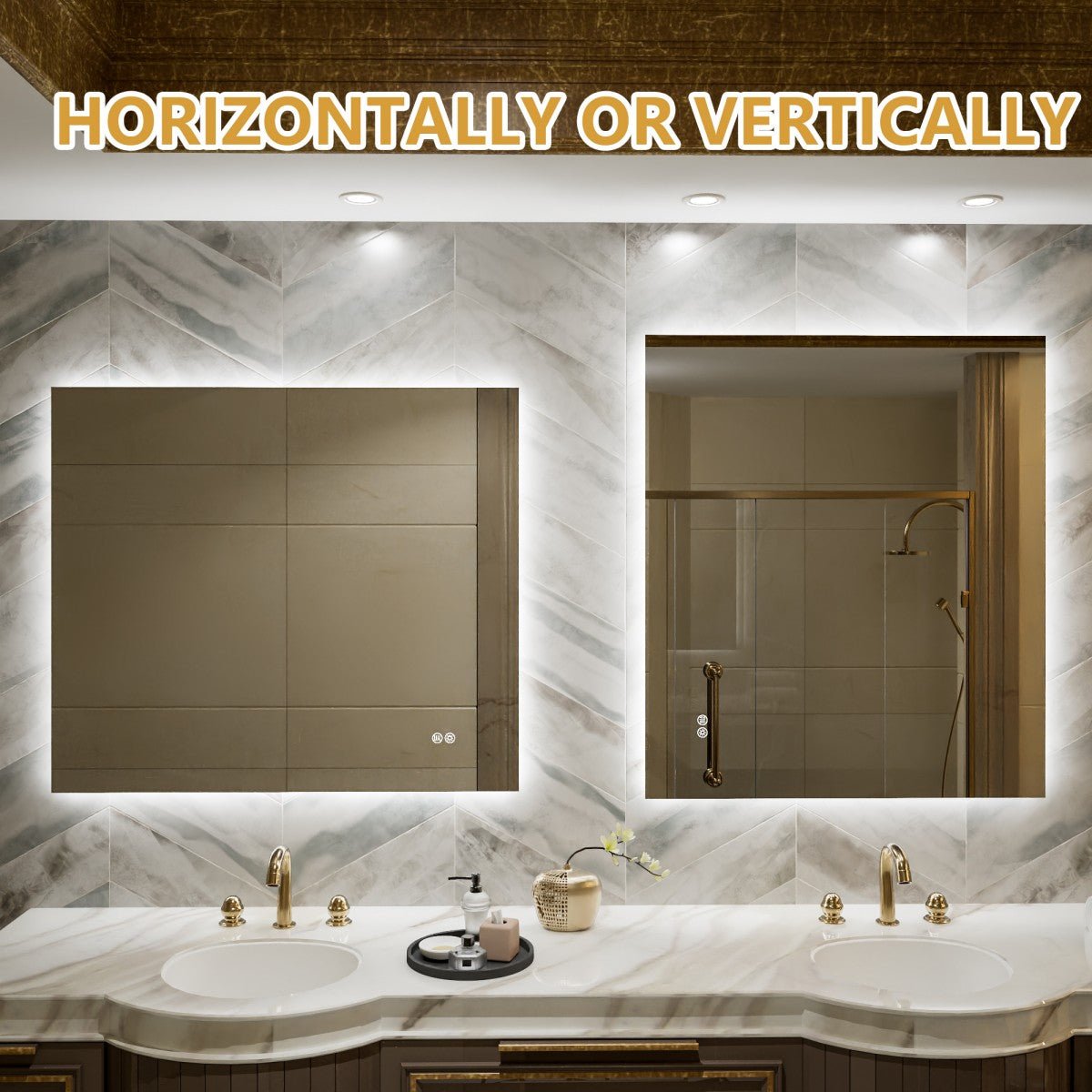 Navi LED Bathroom Mirror 32" x 36" with Backlit,Mirror with Lights Wall Mounted Anti Fog,Led Mirror for Bathroom,HD Tempered Glass,Shatter - Proof