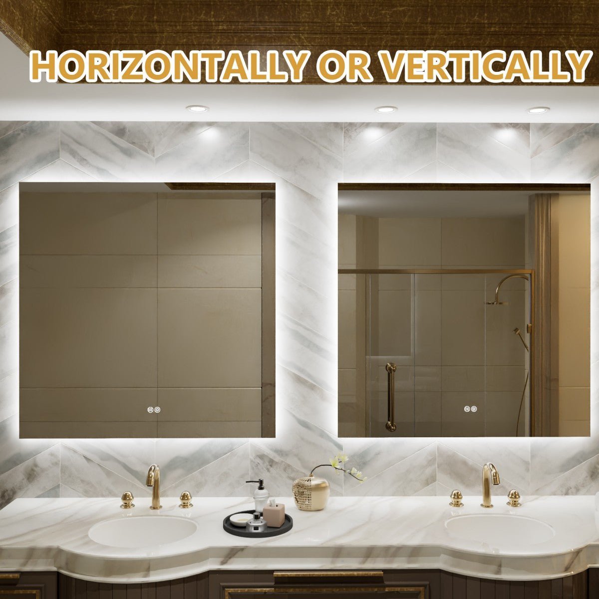 Navi LED Bathroom Mirror 36" x 36" with Backlit,Mirror with Lights Wall Mounted Anti Fog,Led Mirror for Bathroom,HD Tempered Glass,Shatter - Proof