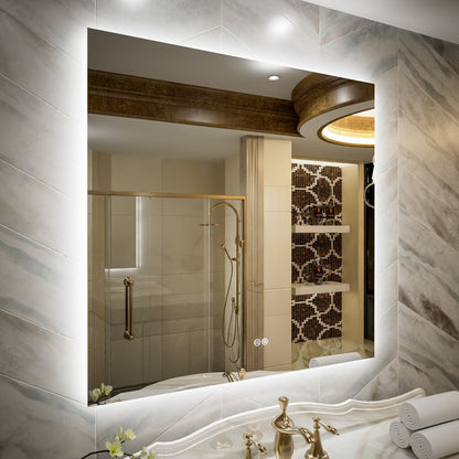 Navi LED Bathroom Mirror 36" x 36" with Backlit,Mirror with Lights Wall Mounted Anti Fog,Led Mirror for Bathroom,HD Tempered Glass,Shatter - Proof