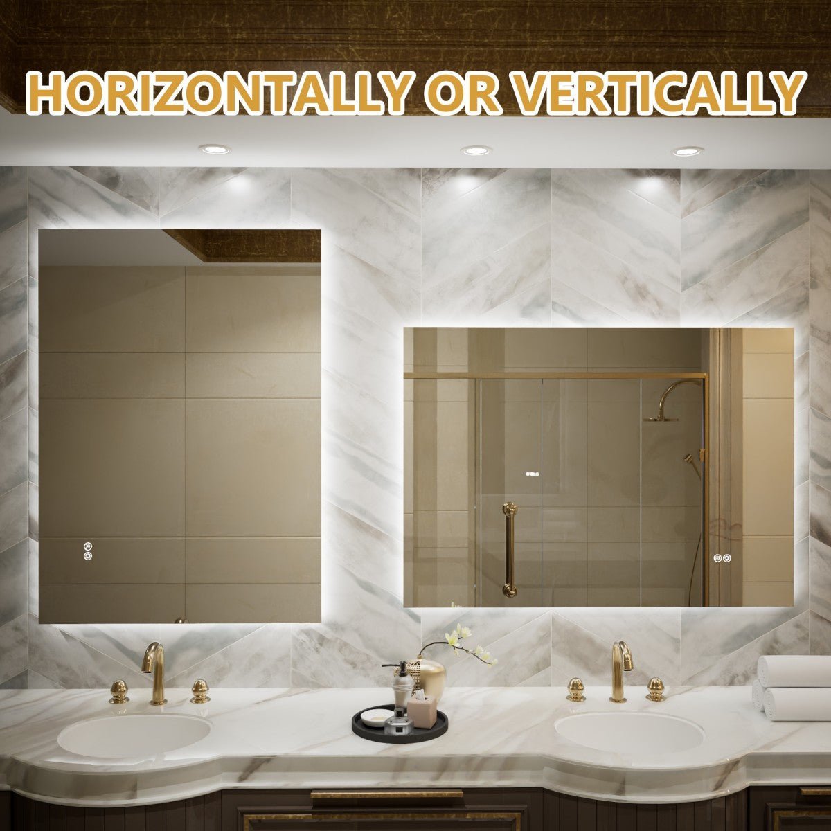 Navi LED Bathroom Mirror 40" x 30" with Backlit,Mirror with Lights Wall Mounted Anti Fog,Led Mirror for Bathroom,HD Tempered Glass,Shatter - Proof