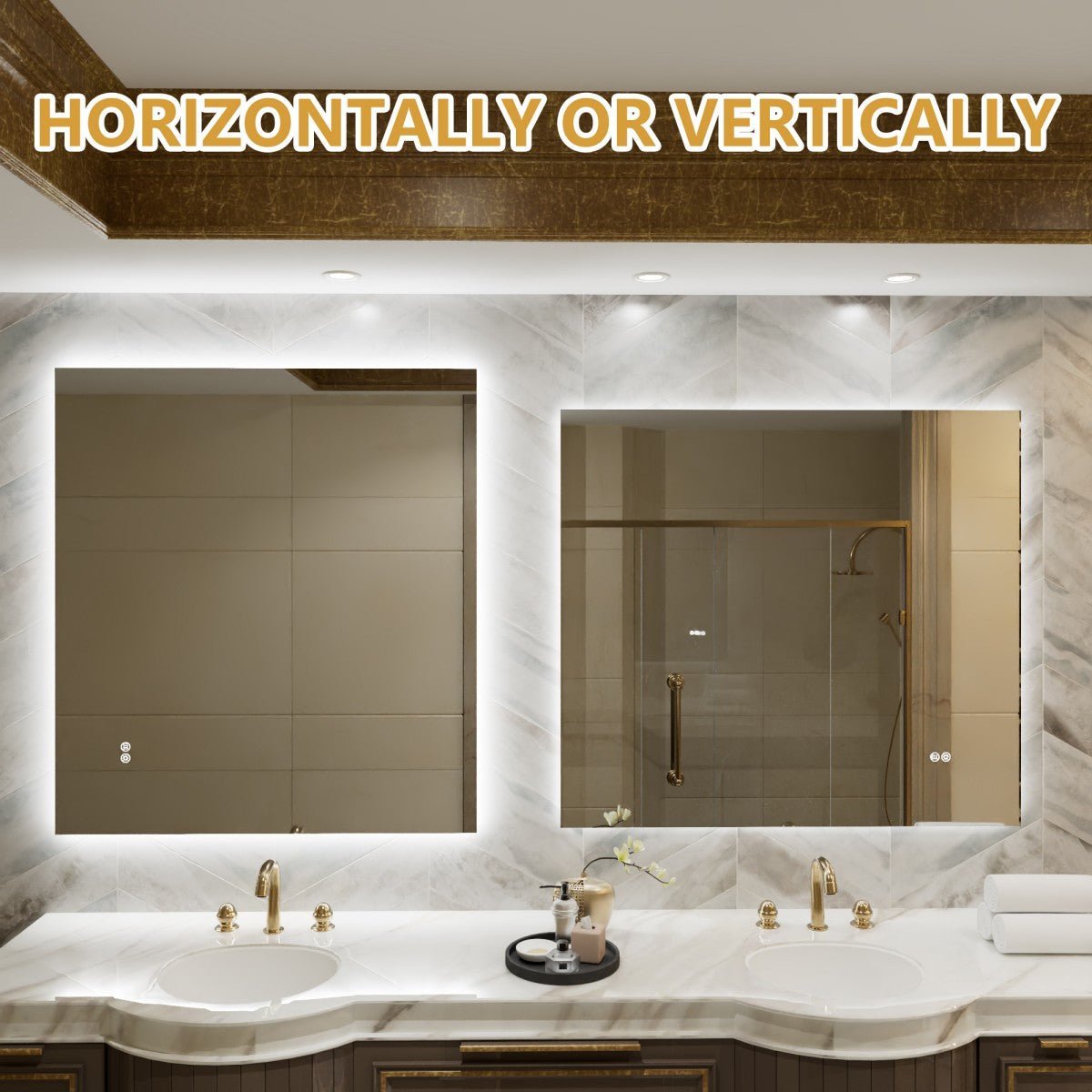 Navi LED Bathroom Mirror 40" x 36" with Backlit,Mirror with Lights Wall Mounted Anti Fog,Led Mirror for Bathroom,HD Tempered Glass,Shatter - Proof