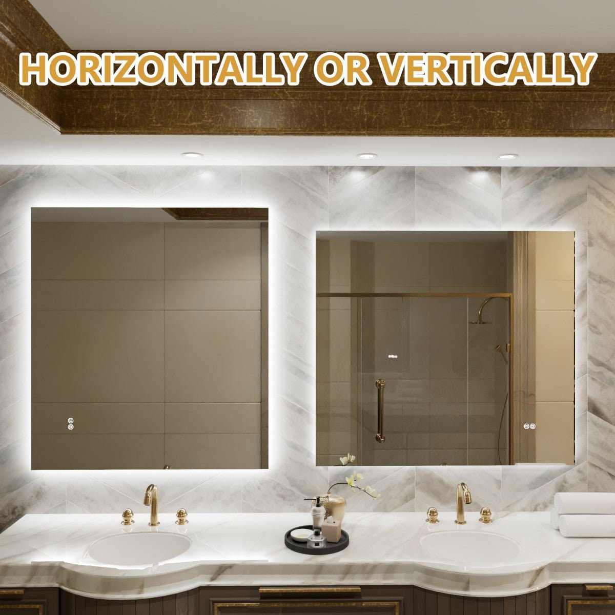 Navi LED Bathroom Mirror 40" x 36" with Backlit,Mirror with Lights Wall Mounted Anti Fog,Led Mirror for Bathroom,HD Tempered Glass,Shatter - Proof
