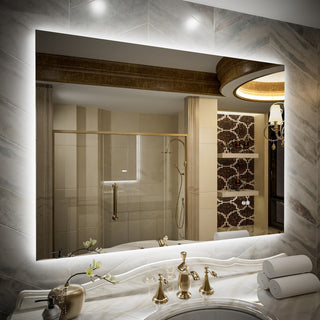 Navi LED Bathroom Mirror 48" x 36" with Backlit,Mirror with Lights Wall Mounted Anti Fog,Led Mirror for Bathroom,HD Tempered Glass,Shatter - Proof