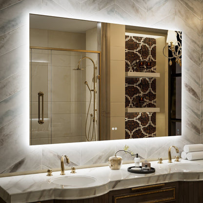 Navi LED Bathroom Mirror 60" x 40" with Backlit,Mirror with Lights Wall Mounted Anti Fog,Led Mirror for Bathroom,HD Tempered Glass,Shatter - Proof
